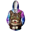 YX Girl Men/Women 3d Print Hoodies Animal Space Galaxy Cat Hoodie Zipper