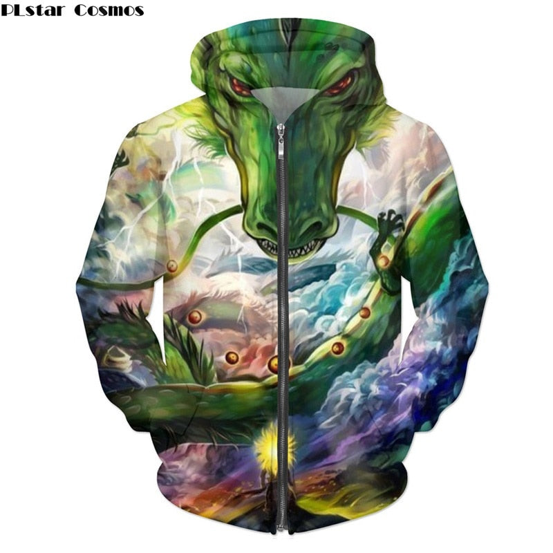 PLstar Cosmos 3d Anime Dragon Ball Hoodies Zipper Hoodie