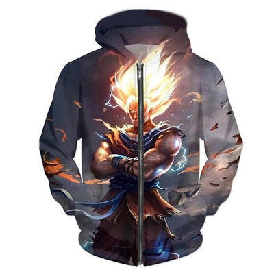 PLstar Cosmos 3d Anime Dragon Ball Hoodies Zipper Hoodie