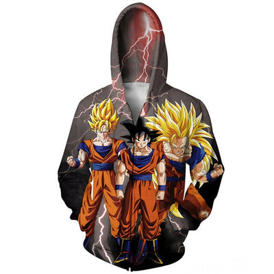 PLstar Cosmos 3d Anime Dragon Ball Hoodies Zipper Hoodie